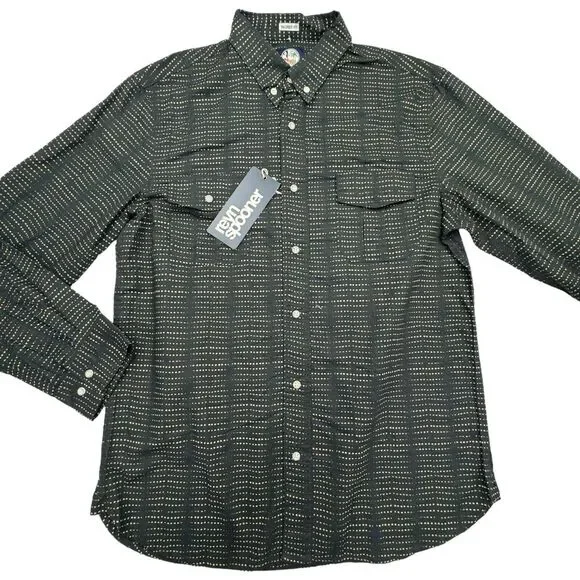REYN SPOONER Shirt Mens L Button Down Coco Dots Flap Pocket Long Sleeve NWT - Picture 1 of 12